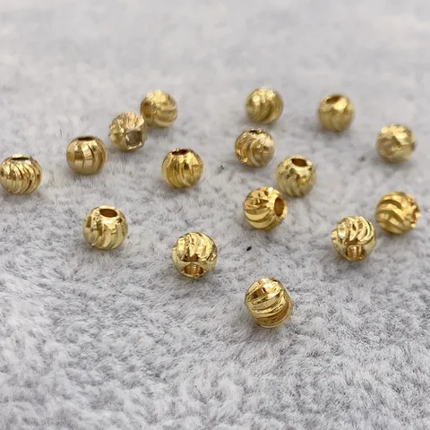 4mm Twisted Round Copper Beads 18K Gold Plated Metal Spacer Beads For DIY Bracelet Necklace Jewelry Making Fashion Beads