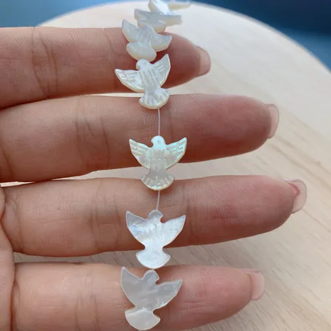 Cuentas Sueltas de Paloma de la Paz de Madreperla Blanca Natural Cuentas de Colgante de Pájaro de Concha Simple para Joyería DIY