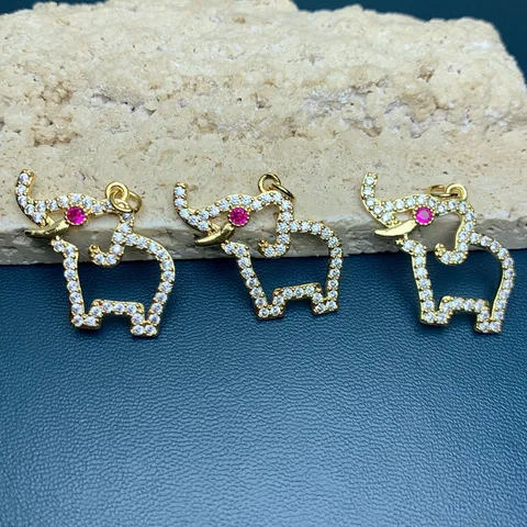 Exquisite Elephant and Wing Pendants Copper Rhinestone Charms for DIY Necklaces Earrings Jewelry Making Accessories
