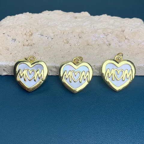 Copper Heart MOM Letter Pendant Mother's Day Charm For Women DIY Jewelry Making Fashion Necklace Making Craft Gift