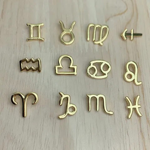 Rame Placcato Oro 12 Segni Zodiacali Piccoli Ciondoli Ciondoli per Accessori per la Creazione di Gioielli Fai da Te