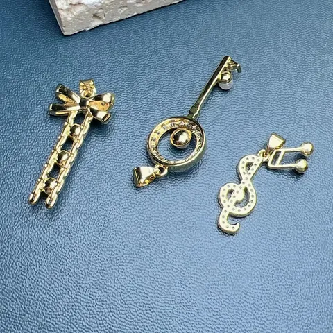 Fashion Copper Zirconia Artificial Pearl Pendant Charms For Jewelry Making DIY Necklace Bow Key Musical Note Findings Gold Plated