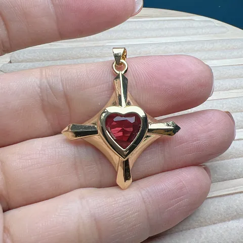 Mode Herzform Zirkonia Anhänger Kupfer Kreuz Stern Charm Halskette DIY Schmuckherstellung Zubehör Für Damen Mädchen