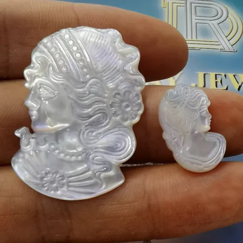 Natural Mother Of Pearl Cameo Goddess Portrait Carved Shell Pendant Charms For DIY Jewelry Making Crafts Findings