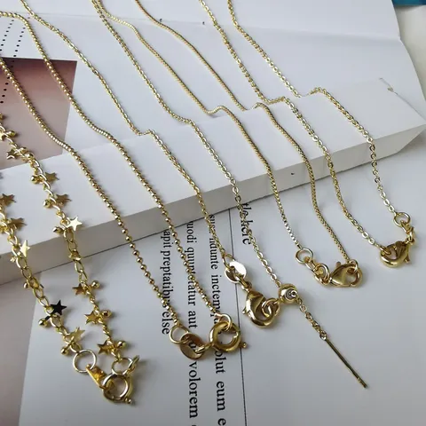 18K Vergoldet Legierung Kette Ohne Anhänger Für Damen Box O Kette Sternenhimmel Perlen Glieder Minimalistisch DIY Schmuckherstellung Zubehör