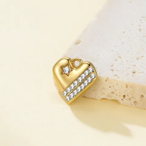 Colgante de Corazón de Acero Inoxidable 304 Chapado en Oro de 18K Accesorios de Joyería Hechos a Mano DIY Con Circonia