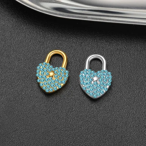 Colgante de Candado de Corazón de Acero Inoxidable 304 Accesorios de Joyería Hechos a Mano DIY Strass