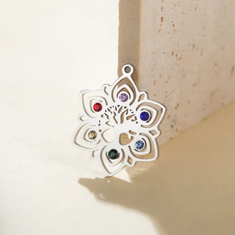 Edelstahl Lotus Baum Des Lebens Om Anhänger Yoga Meditation Charm DIY Schmuckherstellung Zubehör Strass