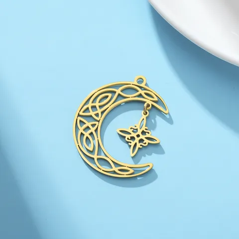 Ciondolo Luna Nodo Celtico Nodo della Strega in Acciaio Inossidabile Accessori DIY per Gioielli per Collana Bracciale e Orecchini
