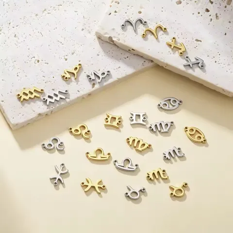 Ciondoli Segni Zodiacali in Acciaio Inossidabile Connettori a Doppio Foro per Fai da Te Braccialetto Collana Creazione Gioielli Artigianato Regalo Compleanno