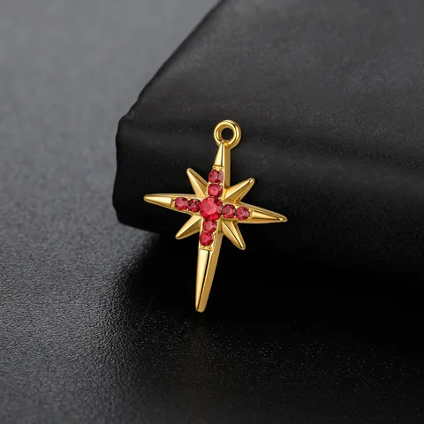 Stainless Steel North Star Charms Electroplated Rhinestone Eight Pointed Star Pendants For DIY Jewelry Making Crafts