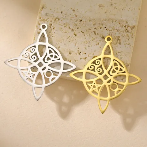 Stainless Steel Witch Knot Pendant Irish Celtic Knot Charm For DIY Necklace Earring Keychain Fashion Jewelry Accessories