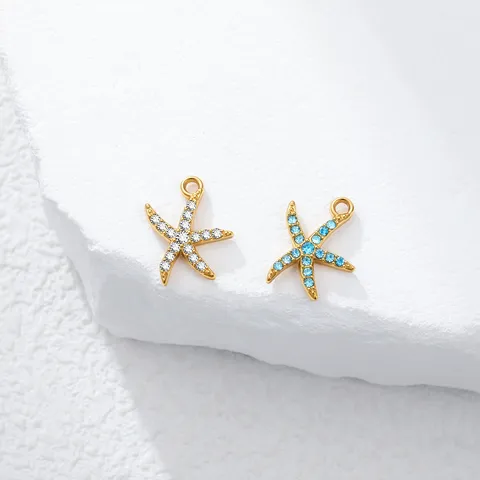 Stainless Steel Sea Star Shell Scallop Pendant Charms With Rhinestone For DIY Jewelry Making Handmade Necklace Bracelet Accessory