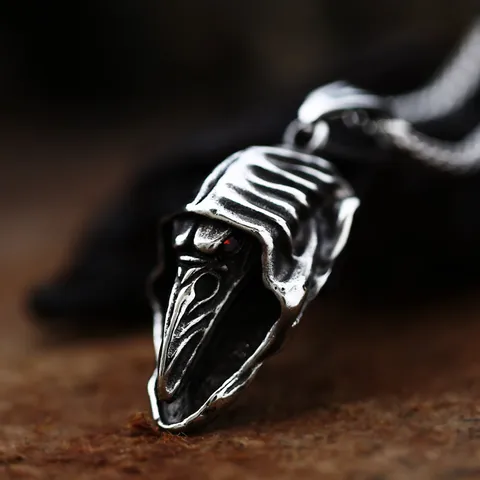 Gotisch Punk Roestvrij Staal Pestdokter Masker Hanger Ketting Voor Herren Vintage Donker Strass Oog Vogelbek Sieraden Cadeau Zonder Ketting