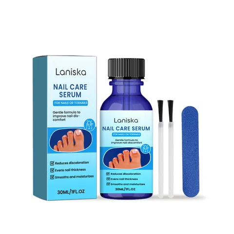 LANISKA Nail Care Serum Gentle Nourishing Nail Surface Repair Kit with Dropper Bottle Brushes and File for Daily Care