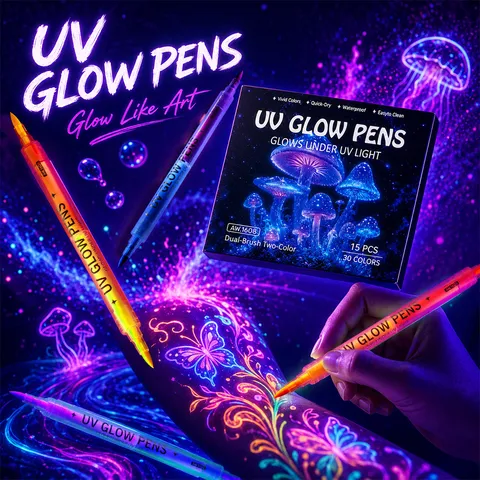 Dubbelkoppige UV Gezichts- en Lichaamsverfpennen voor Neonkunst Lichtgevende Fluorescerende Markers voor Feestmake-up