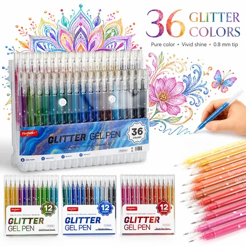Set Hromatikon Gel Stylon me Glitter Lepti Myti Ypotogrammistes Hromatistes Stylos gia Foitites Journaling Scrapbooking Schedio
