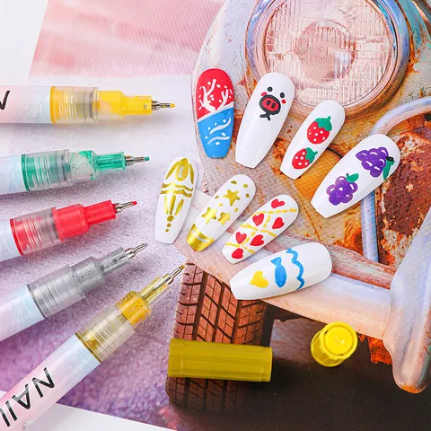 Acryl Verf Pennen Fijne Punt Marker Set 12 Kleuren DIY Nail Art Schilderij Waterdichte Kleurmarkers Voor School Kantoor