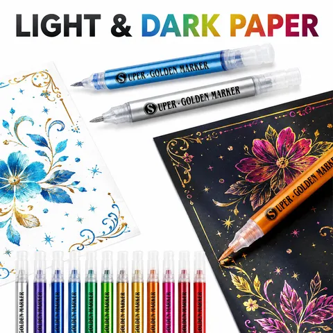 Glitter Marker Pennen Metalen Penseelpunt Aquarel Pennen Waterdichte Kunst Marker Pennen Voor DIY Ambacht Scrapbooking Tekenen