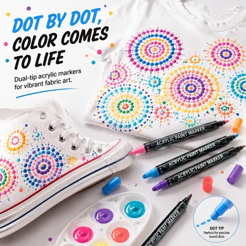 Double Ended Fabric Markers Assorted Colors Acrylic Paint Pens Quick Drying Waterproof For DIY Clothes Canvas Graffiti