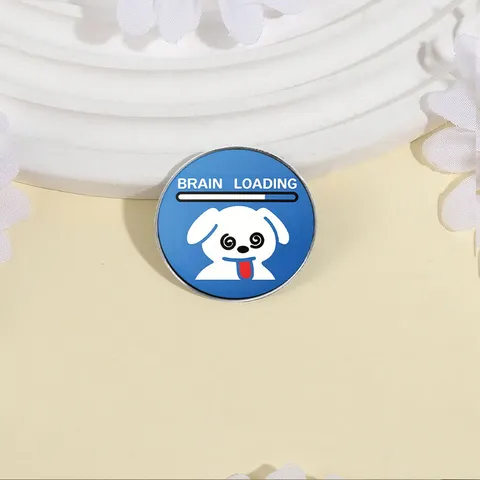 Funny Dizzy Dog Alloy Metal Brooch Brain Loading Pattern Quirky Creative Enamel Badge Pin For Schoolbag Clothing Accessories Gift