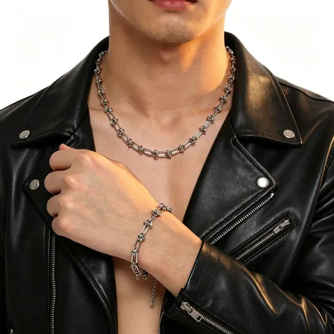 Fashion Stainless Steel Twist Chain Necklace Bracelet Gold Silver Plated Link Jewelry For Women Men Party Trendy Neck Jewelry