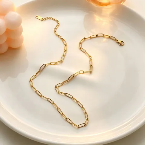 Minimalist Stainless Steel Paperclip Chain Necklace Bracelet Geometric Gold Steel Color Choker For Women Daily Jewelry Gift