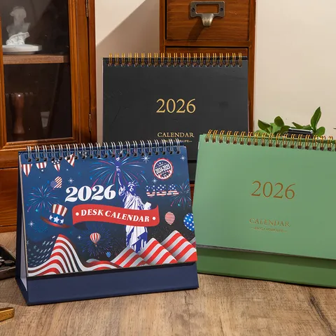2026 Desk Calendar Minimalist Morandi Color Desktop Monthly Calendar Office Memo Record Book Spiral Bound Daily Planner