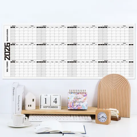 2026 English Wall Calendar Large Annual Schedule Planner Erasable Office School Schedule Planning Wall Hanging Calendar