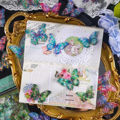 Gilded Butterfly Dream Series Waterproof PET Sticker Pack Retro Hot Stamping Decorative Stickers For Hand Ledger DIY Craft
