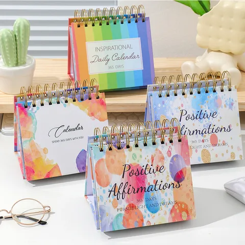English Desk Calendar Perpetual Motivational Daily Calendar Creative Watercolor Desktop Decoration Office Stationery