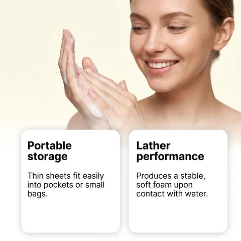 Fogli di Carta di Sapone Monouso Portatili Profumati al Limone Viaggio Pulizia All'aperto Mini Scaglie di Sapone Schiumogeno