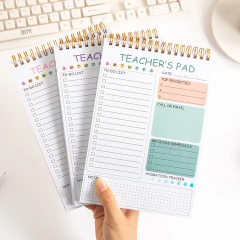 Teacher Planner Notebook Spiral Bound Daily Schedule Organizer Office School Note Book Woodfree Paper Journal