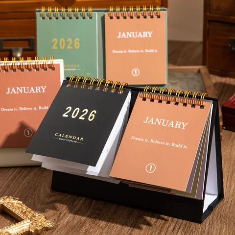 2026 Desk Calendar Double Row English Calendar with Inspirational Quotes Desktop Planning Memo Office Ornament