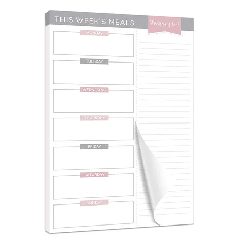 Minimalist Weekly Meal Planner Notepad Tearable Menu Daily Recipe Schedule Memo Pad Office School Stationery