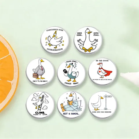 Funny Cartoon White Goose Enamel Pin Humorous Duck Metal Brooch For Backpack Clothes Decor Gift For Student Unisex Jewelry Accessories