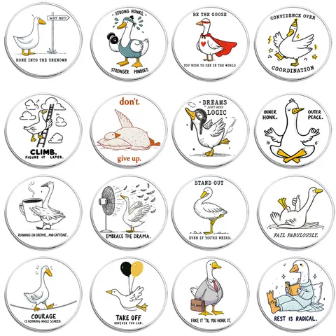 Funny Cartoon White Goose Enamel Pin Humorous Duck Metal Brooch For Backpack Clothes Decor Gift For Student Unisex Jewelry Accessories