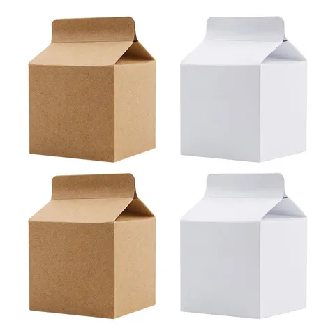 Boîte Cadeau Minimaliste en Papier Kraft Forme de Brique de Lait Pliante Écologique Boîtes à Bonbons pour Mariage Fête Emballage Alimentaire