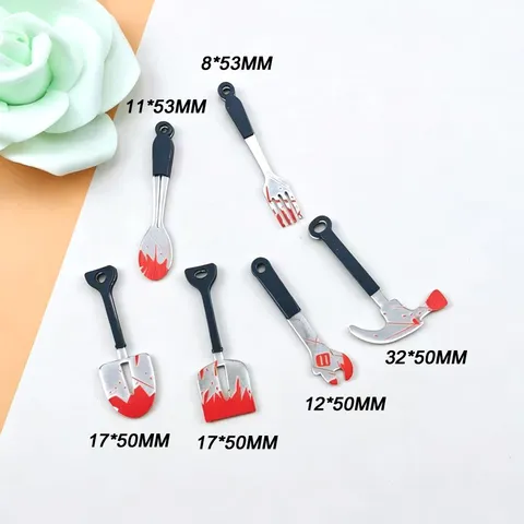 Halloween Double Sided Resin Acrylic Bloody Tool Charms For DIY Earring Jewelry Making Horror Party Decoration Craft Supplies