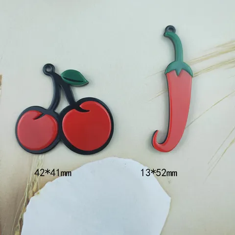 Vidrio Glaseado Cereza Chile Dijes Lindos Colgantes Fruta Verdura Para Fai da Te Pendientes Collar Fabricación Joyas