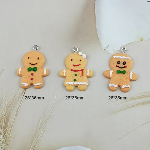 Süße Harz Lebkuchenmann Anhänger Niedliche Miniatur Essen Spiel Bastelmaterial Für Ohrring Halskette DIY Schmuckherstellung