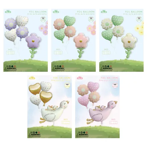 Cute Cartoon Animal Daisy Foil Balloon Set INS Style Aluminum Film Balloons For Kids Birthday Party Anniversary Celebration Decoration