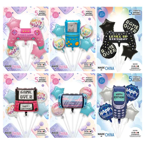 Retro Game Controller Folieballon Set Kinderen Verjaardagsfeest Decoratie Kit Spelcomputer Vorm Ballon Voor Gaming Thema Feestartikelen