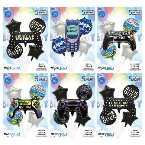 Retro Game Controller Folieballon Set Kinderen Verjaardagsfeest Decoratie Kit Spelcomputer Vorm Ballon Voor Gaming Thema Feestartikelen