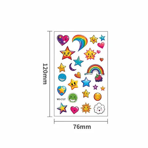 Kids Waterproof Temporary Tattoos Colorful Cartoon Fruit Planet Rainbow Face Body Stickers For Children Birthday Party Decoration Accent