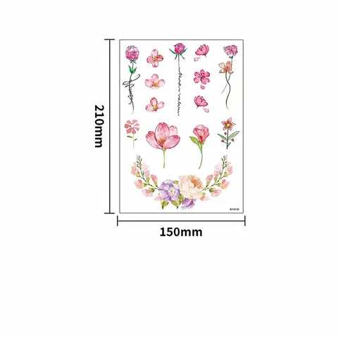 Hand Drawn Flower Temporary Tattoo Stickers For Women Sexy Floral Botanical Body Art Stickers Waterproof Tattoo Stickers For Arm Collarbone Thigh