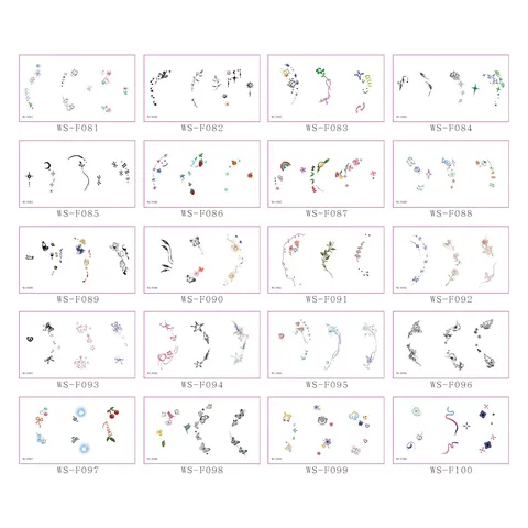 Waterproof Disposable Ear Tattoo Stickers Floral Butterfly Plants Pattern Temporary Tattoo For Women Ear Makeup Decoration