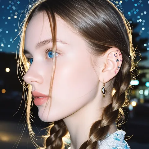 Waterproof Disposable Ear Tattoo Stickers Floral Butterfly Plants Pattern Temporary Tattoo For Women Ear Makeup Decoration