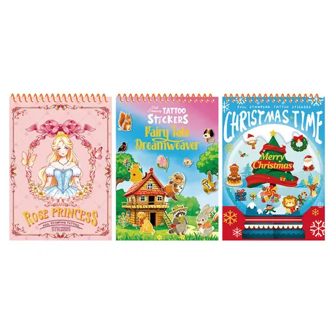 Children's Gold Foil Temporary Tattoo Stickers Set Cartoon Princess Fairy Tale Christmas Independence Day Tattoo Sticker Book For Kids Reward
