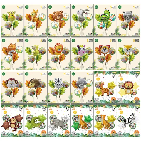 Globos de Papel de Aluminio con Temática de Animales de la Jungla de Safari para Decoración de Fiesta de Cumpleaños Infantil Colección de Globos